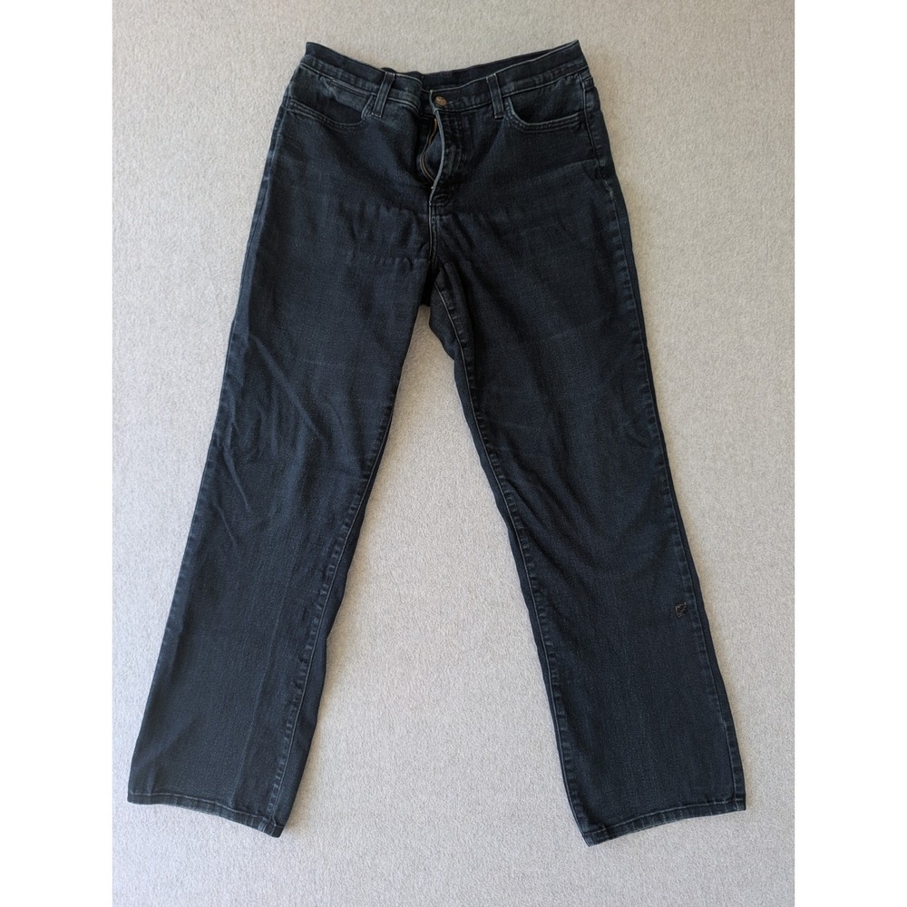 NYDJ Not Your Daughters Jeans 12 Black Straight Leg Lift Tuck Stretch Denim USA